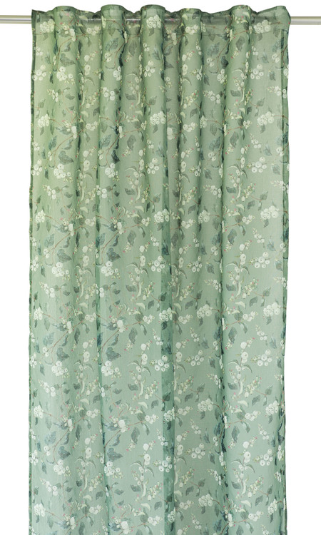Sorbus är ett skirt gardinset med multiband. Färg: Grön med vita bär.