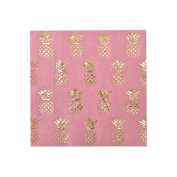 Popish pappersservetter från Modern house. Färg: Rosa med guldfärgade ananasar.