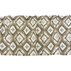Ottilia en färdigsydd gardinkappa med kanal, art.nr 22234-380. Färg: Vit botten med grå och bruna toner.
