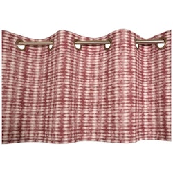 Batikprick en färdigsydd gardinkappa med öljetter, art.nr 21836-38. Färg: Vit botten med röda toner.