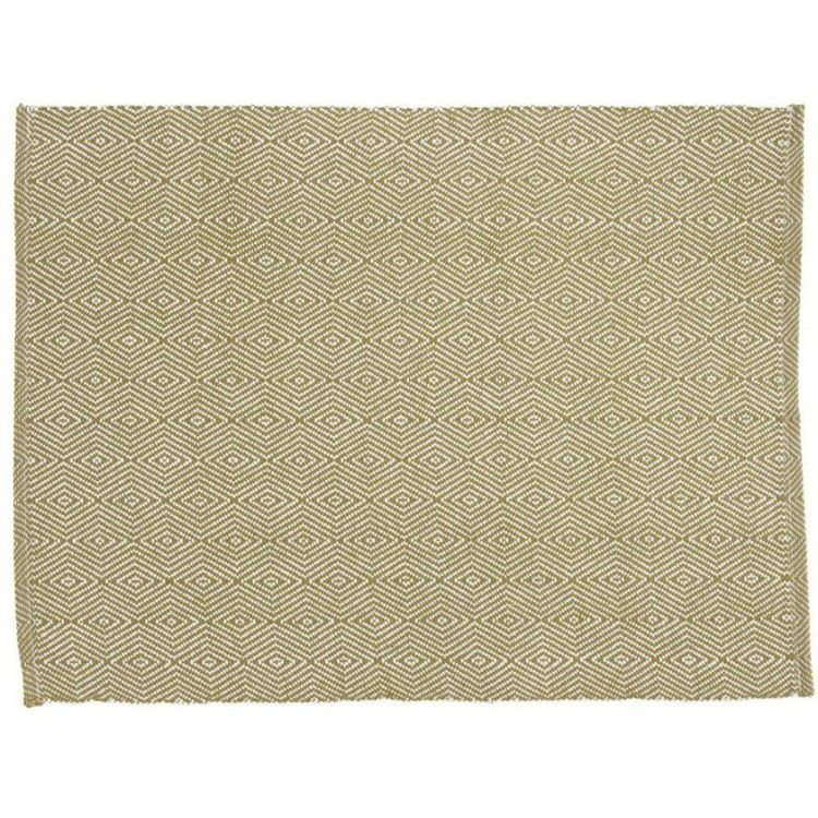 Stina en tablett med ett gåsögamönster i bomull, art.nr 7728-82-037. Färg: Gul och vit.