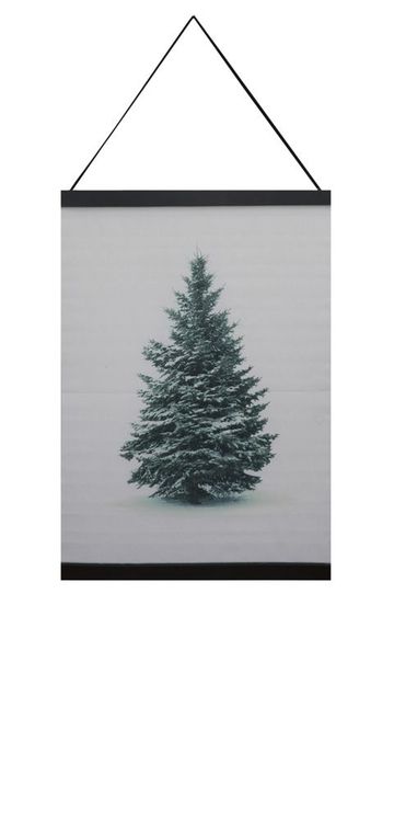 Gran en härlig julbonad i vitt med en gran i vinterskrud från Svanefors, mått 60 x 110 cm.