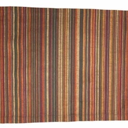 Randig en rost och brunrandig bordstablett i bomull, mått 34 x 47 cm.