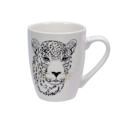 Wild animals leopard en vit och svart kaffe/te/chokladmugg från d'aventure, 350 ml.