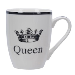 Queen en kaffe/te/chokladmugg från Modern house. Färg: Vit med ett tryck i svart.