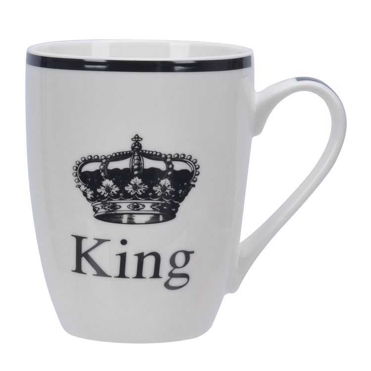 King en kaffe/te/chokladmugg från Modern house. Färg: Vit med ett tryck i svart.