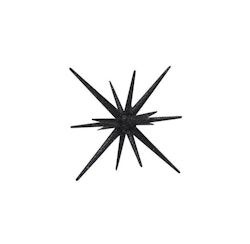 Sputnik en svart stjärnformad dekoration med glitter från Svanefors.