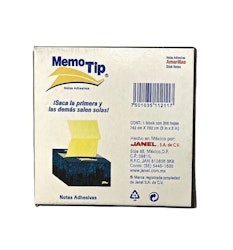 Memo Tip 200 st självhäftande gula kom ihåg lappar i box från Memo tip/Hedlundgruppen.