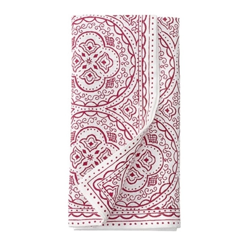 Orient en röd och vit tygservett i 2-pack från Cult design i bomull, mått 45 x 45 cm.