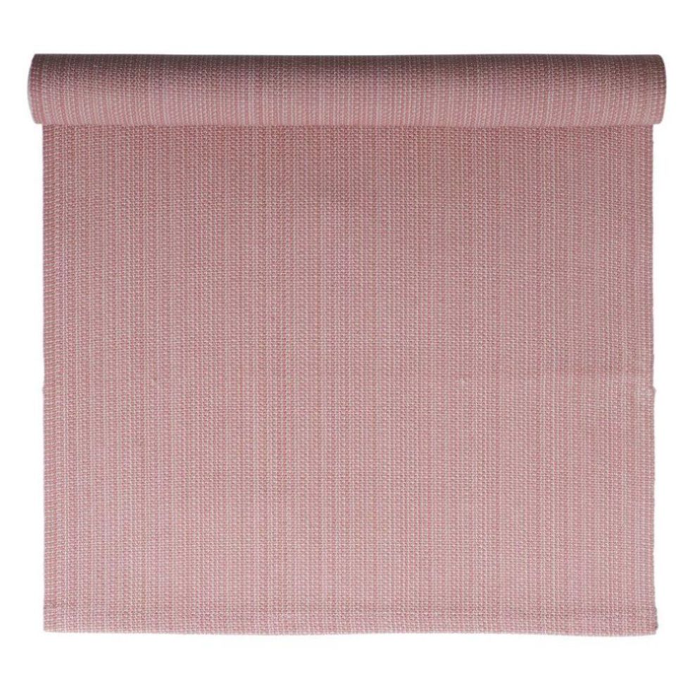 Flimm en rosa bomullslöpare med ett diskret randigt mönster från Svanefors, mått 40 x 140 cm.