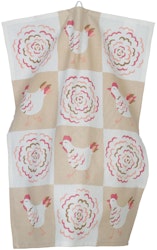 Hedvig en vit, beige, röd och rosa kökshandduk i 100% bomull från Cult design, mått 50 x 70 cm.