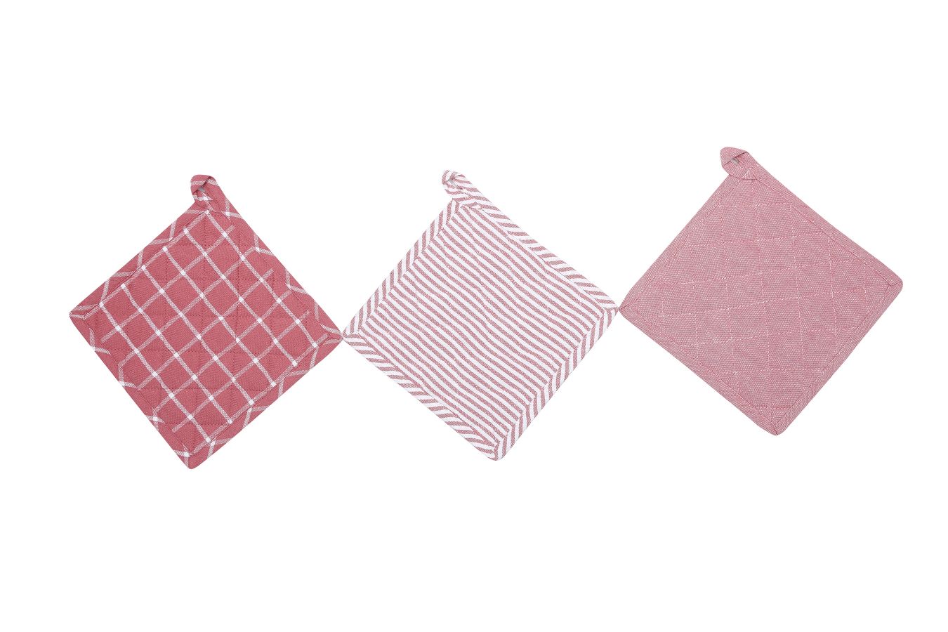 Grytlapp från Classic textiles i återvunnet material. Färg: Rosa och vitrandig.