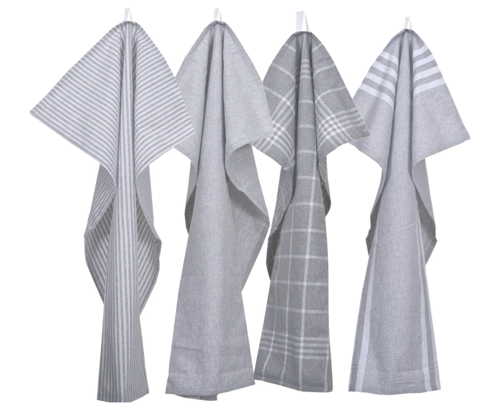 Kökshandduk från Classic textile i återvunna textilier. Färg: Ljusgrå och vitrutig.