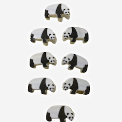Panda ett set med 8 st pappersklämmor i svart och vitt i pandaform från Hedlundgruppen.