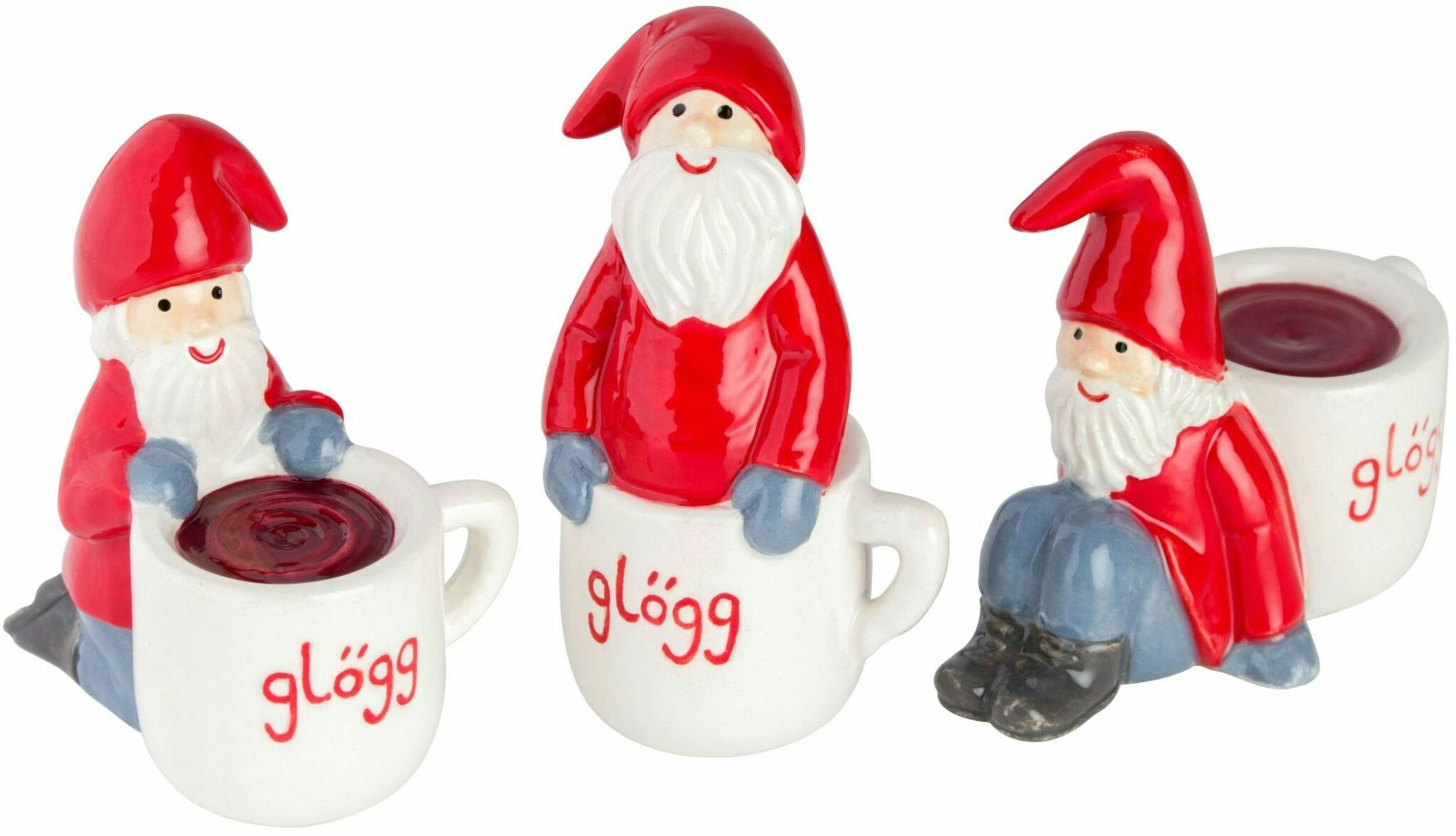 Glögg-Nissar i 3 pack från Cult design. Färg: Söta Glögg-Nissar i rött, vitt och grått.