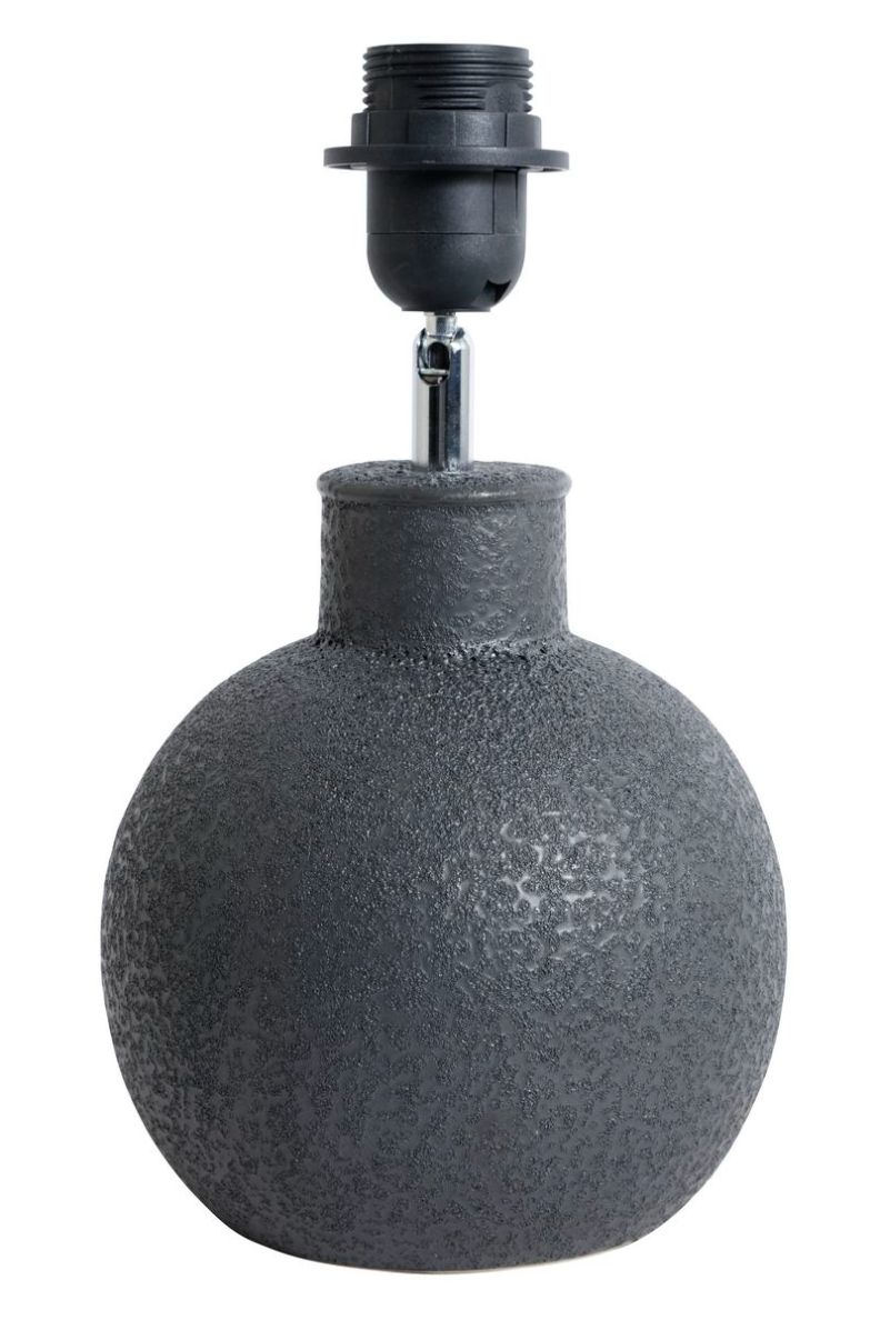 Bollen en rund bordslampa/lampfot i grå porslin och med E27 fattning från Stjernsund kollektion, höjd 26 cm.