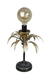 Palm en bordslampa/lampfot med en svart fot och guldfärgade blad med E27 fattning från Stjernsund kollektion, höjd 40 cm.