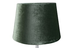 Sam en rund lampskärm i grön sammet med fäste för både E14 och E27 lampor från Stjernsund kollektion.