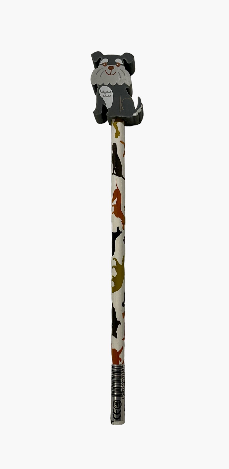 Schnauzer en blyertspenna med ett hundmönster och med en suddtopp i form av en söt Schnauzer från Pepper pot, längd 19 cm.