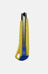 Brytbladskniv/hobbykniv i gult och blått med ett blad som är 18 mm brett från Actual.
