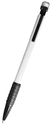 Stiftpenna med suddtopp i vitt och svart med 2 st stift från Actual, längd 15 cm.