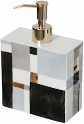 Kub deco pump en art decoinspirerad tvål/diskmedelspump i vitt, svart, grått och guld från Cult design.