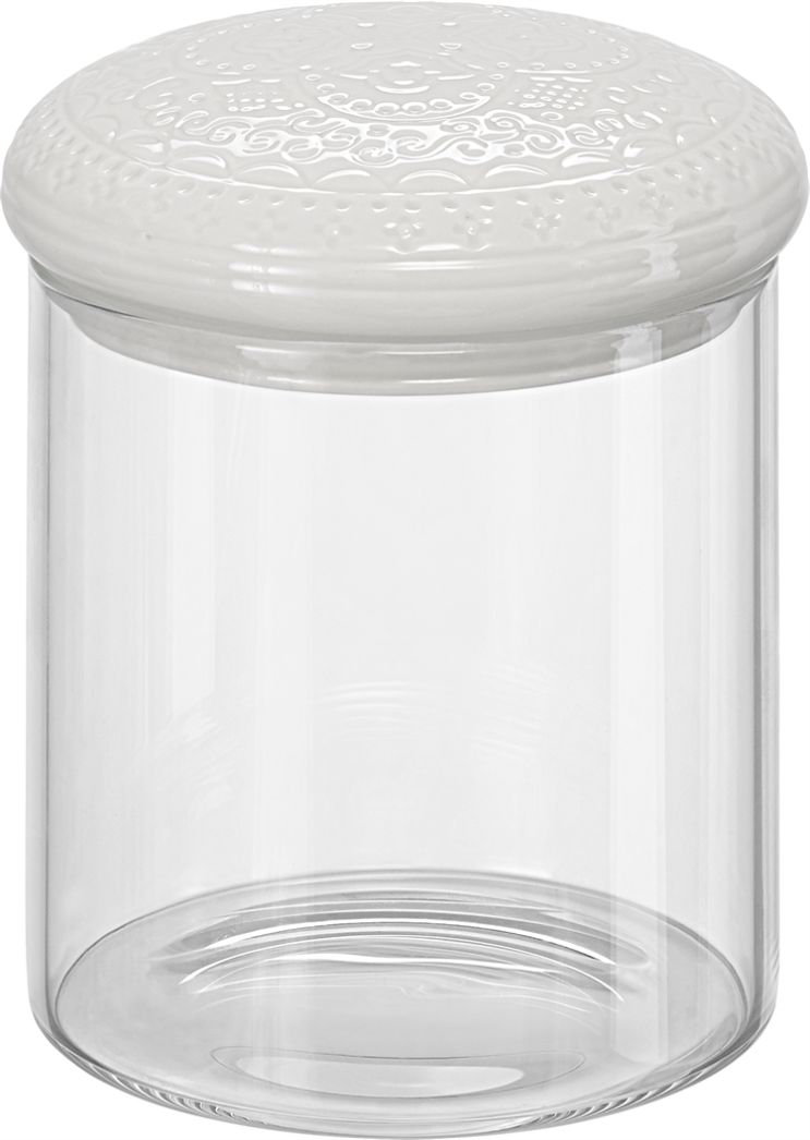 Orient Glasburk 0,6 L från Cult design med ett vitt porlinslock, mått