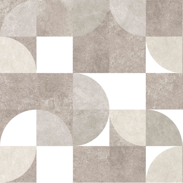 Odelia ett gardintyg/inredningstyg på metervara från Redlunds textil, färg vit botten med ett grafiskt mönster i beigegrått.