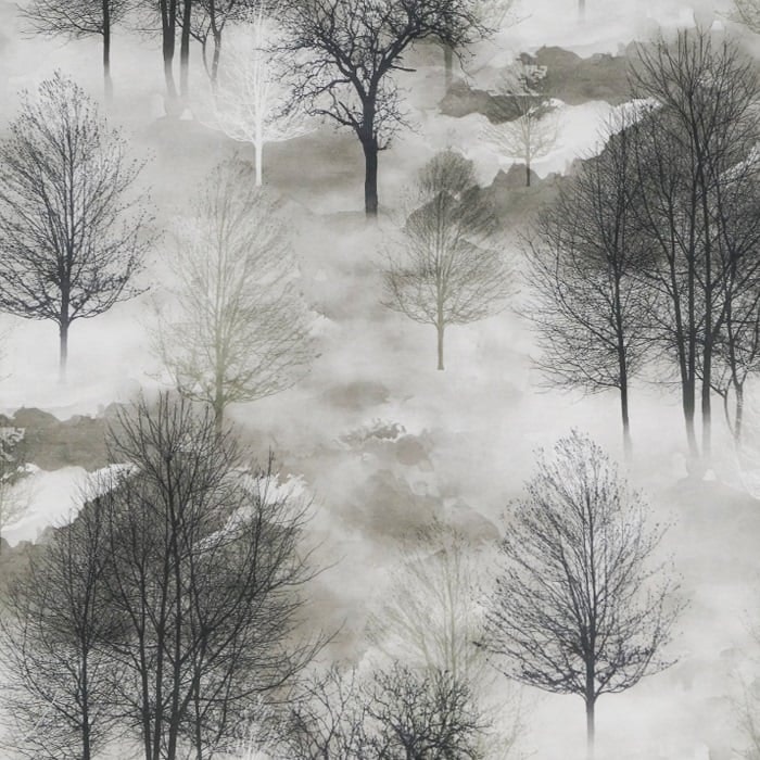 Trees ett gardintyg/inredningstyg på metervara från Redlunds textil i bruna och grå toner.