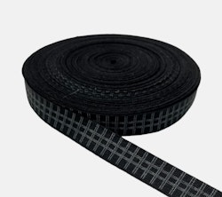 Bomullsband i svart med vita rutor i bredd 15 mm från Svanefors