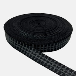 Bomullsband i svart med vita rutor i bredd 15 mm från Svanefors