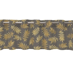 Ray en färdigsydd gardinkappa i bomull med öljetter i grått med gula blad, från Redlunds textil i mått 1 x 250 x 50 cm