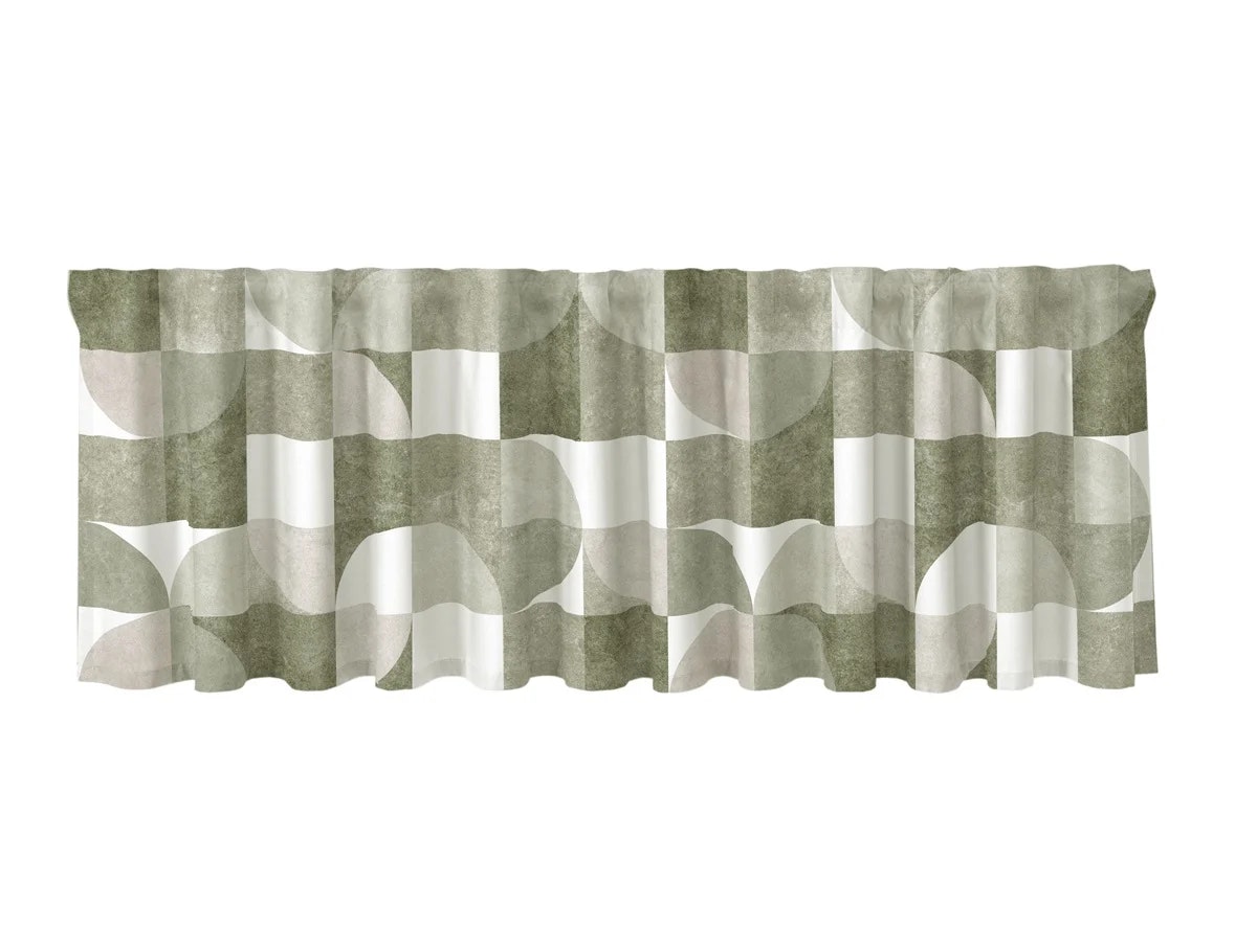 Odelia en färdigsydd grön gardinkappa med multiband i ett grafiskt mönster från Redlunds textil i mått 1 x 250 x 50 cm