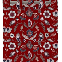 Dalsland ett rött julgardinset med öljetter från Redlunds textil mått 2 x 120 x 240 cm