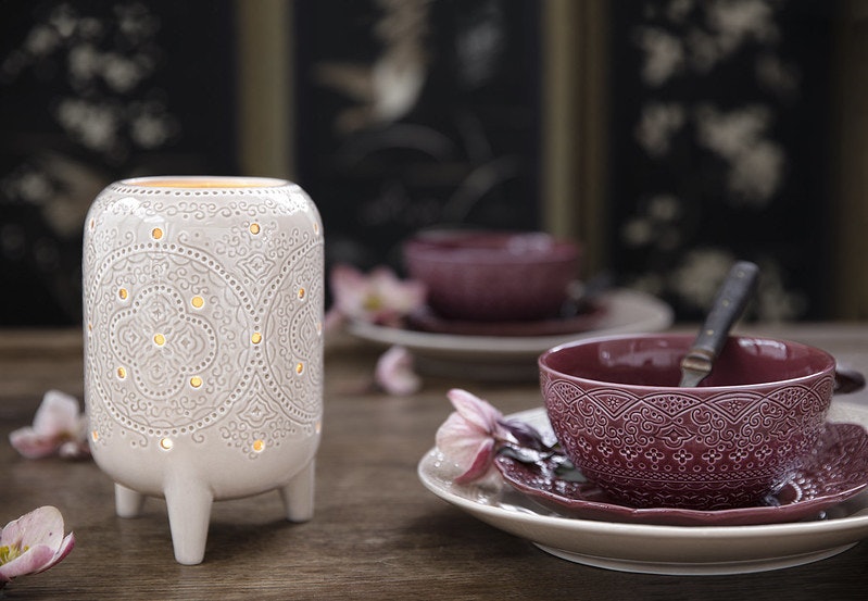 Cult design Orient lanterna i stengods i nougatfärg i mått Ø 12 H 18cm