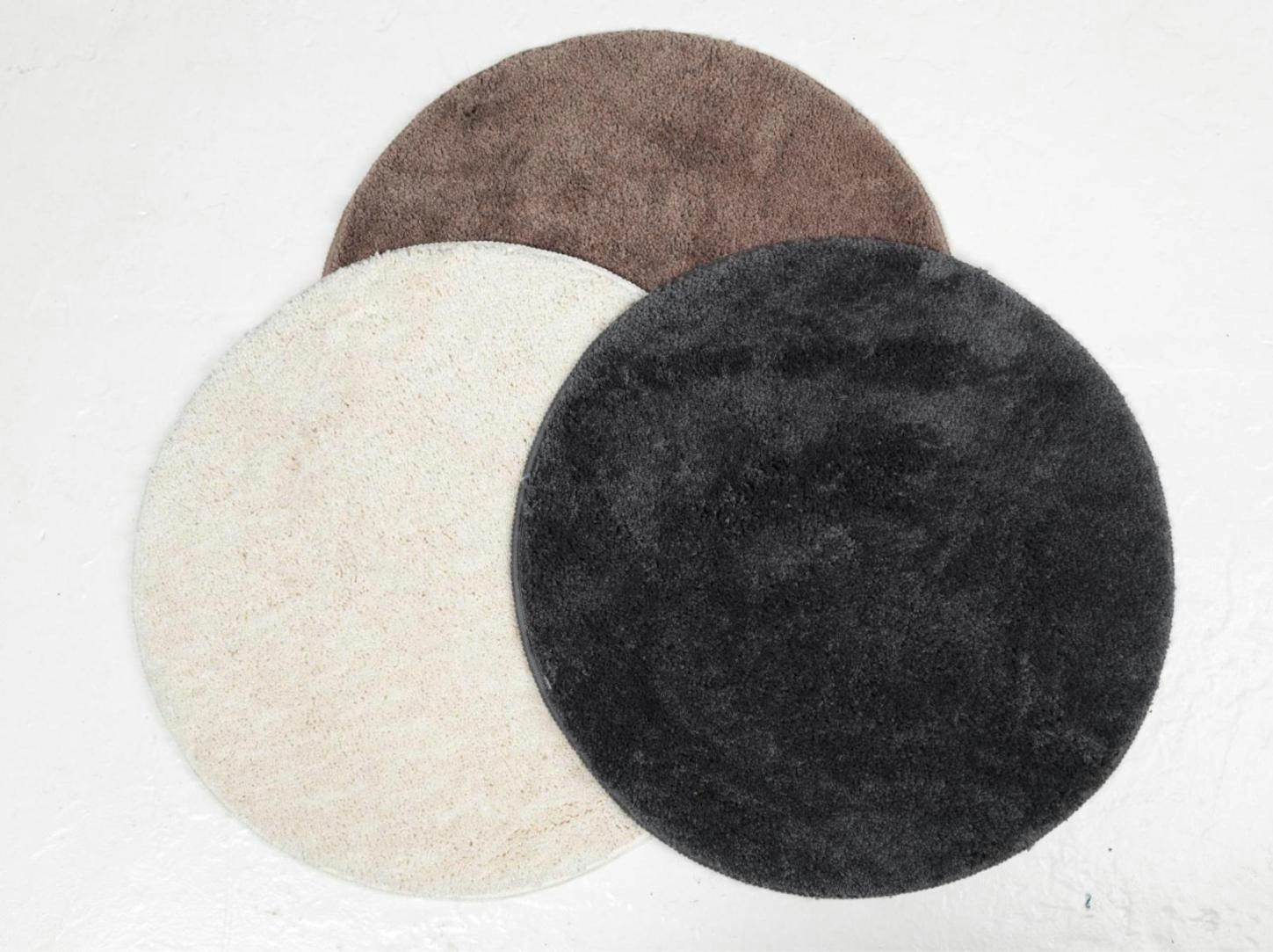 Noble house Cooper en rund mörkgrå badrumsmatta med gummerad baksida diameter 60 cm