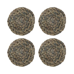 Maize ett set med 4 st naturfärgade glasunderlägg/coasters av majsblast från Nobel house mått 10 cm