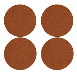 Leather ett set med 4 st bruna glasunderlägg/coasters i konstläder från Nobel house mått 10 cm