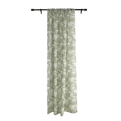 Noble house Saga LN Bambu ett linnefärgat gardinset med vita bambublad och multiband