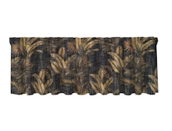 Tahiti en svart färdigsydd gardinkappa med ett bladmönster i guldgult och med multiband från Redlunds textil i mått 1 x 50 x 250 cm