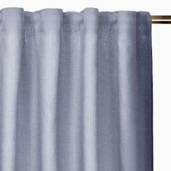 Svanefors Tuva en ljusblå gardinkappa på metervara i tvättat linne höjd 50 cm