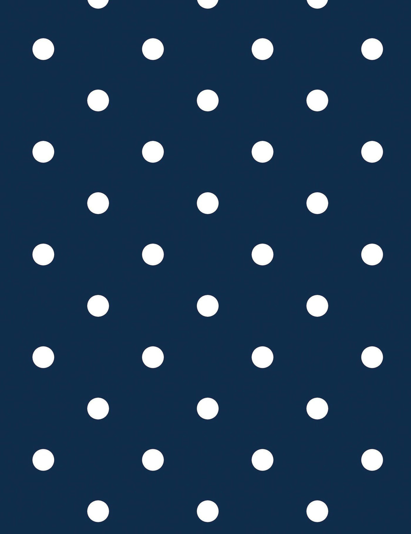 Dots en mörkblå vaxduk på metervara med vita prickar på metervara i bredd 140 cm