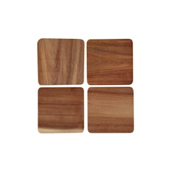 Noble house Wood 4 st glasunderlägg/coasters i trä mått 10 x 10 cm