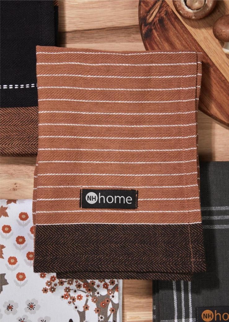 Noble house Stripe brun kökshandduk mått 45 x 65 cm
