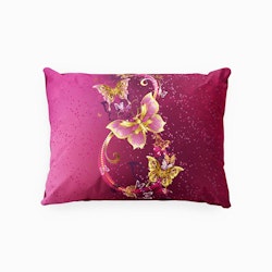 Butterfly pink ett örngott i mått 50 x 70 cm i bomull i blått och guldtoner, från Indusia design