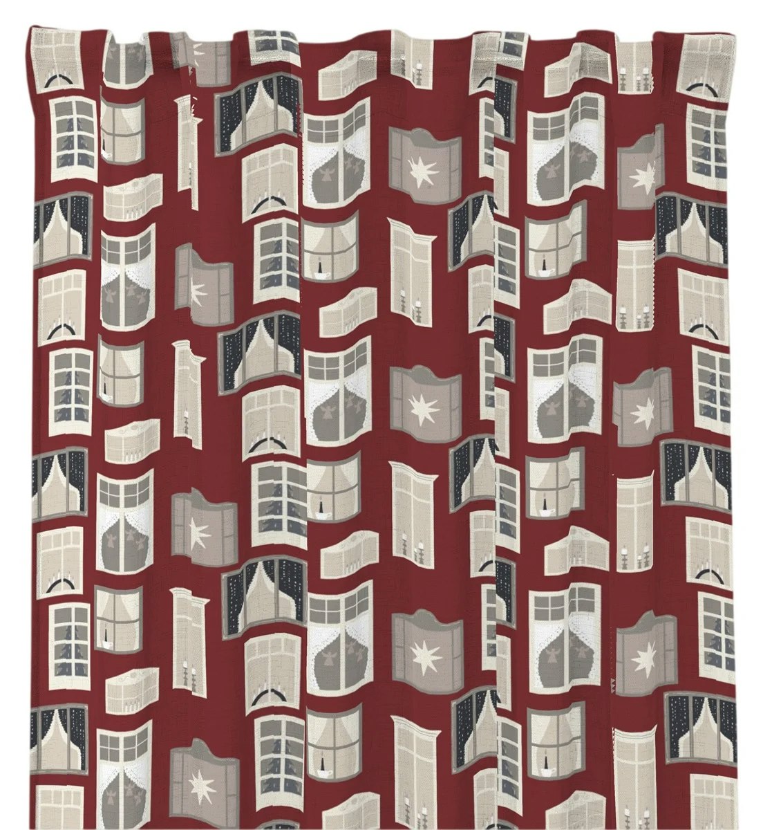 Julfönster röd julgardinset multiband Redlunds textil