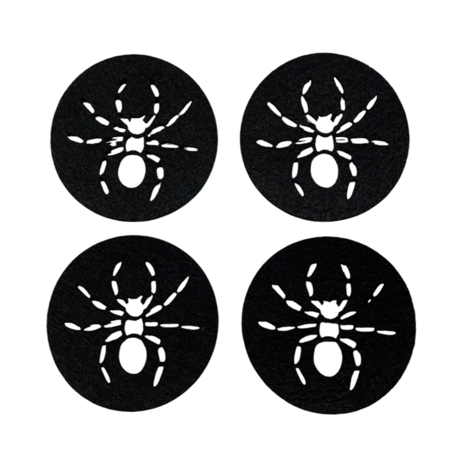 Noble house Halloween 4 st svarta glasunderlägg/coasters spindelmönster