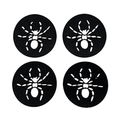 Noble house Halloween 4 st svarta glasunderlägg/coasters spindelmönster