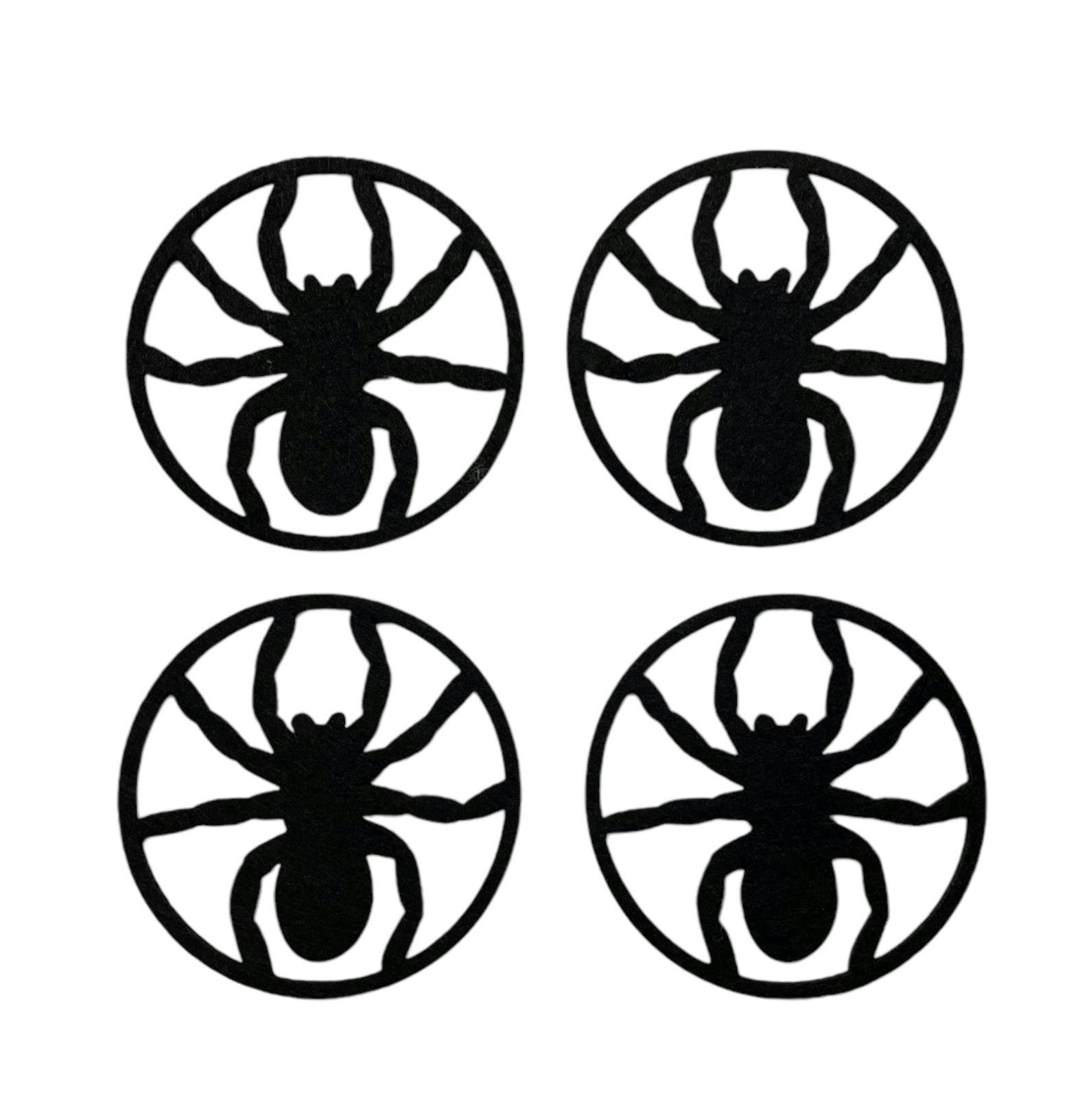 Noble house Halloween 4 st svarta glasunderlägg/coasters spindelmönster