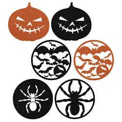 Noble house Halloween 4 st svarta glasunderlägg/coasters spindelmönster